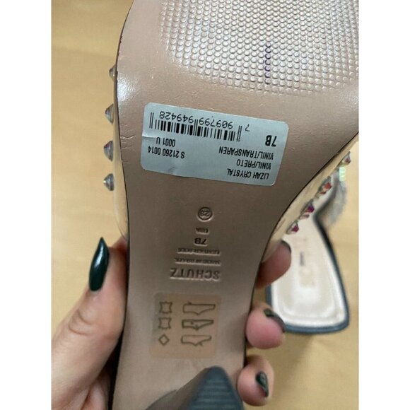 SCHUTZ "Lizah" Crystal Embellished Black Mules Sandals Sz 7B - Picture 7 of 10